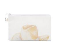 Canvas Wallet Bag,Watercolor Cowgirl Hat White Big Bow Print Coin Purse, Zipper Change Purse,Small Cosmetic Bag