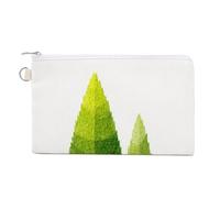 Canvas Wallet Bag,Watercolor Cute Pine Trees Print Coin Purse, Zipper Change Purse,Small Cosmetic Bag