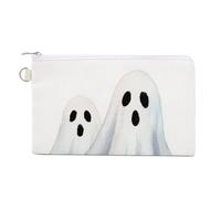 Canvas Wallet Bag,Watercolor Ghost Cute and Creepy Print Coin Purse, Zipper Change Purse,Small Cosmetic Bag
