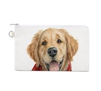 Canvas Wallet Bag,Watercolor Golden Retriever Puppy Print Coin Purse, Zipper Change Purse,Small Cosmetic Bag