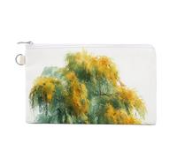 Canvas Wallet Bag,Watercolor Willow Tree Print Coin Purse, Zipper Change Purse,Small Cosmetic Bag