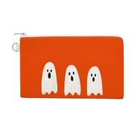 Canvas Wallet Bag,White Cartoon Ghosts Halloween Print Coin Purse, Zipper Change Purse,Small Cosmetic Bag