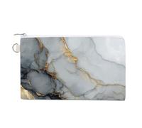 Canvas Wallet Bag,White Marble Texture Grey Veining Print Coin Purse, Zipper Change Purse,Small Cosmetic Bag