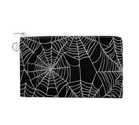 Canvas Wallet Bag,White Spider Web on Black Print Coin Purse, Zipper Change Purse,Small Cosmetic Bag