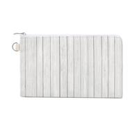 Canvas Wallet Bag,White Wood Texture Print Coin Purse, Zipper Change Purse,Small Cosmetic Bag