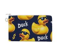 Canvas Wallet Bag,Yellow Rubber Ducks with Sunglasses Print Coin Purse, Zipper Change Purse,Small Cosmetic Bag