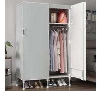 Canvas Wardrobe Closet Organizer with Doors, Shelves, and Hanging Rod for Bedroom Storage Solution