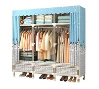 Canvas Wardrobe with Adjustable Hanging Rail and 3 Drawers - Portable Foldable Storage Organizer for Clothes, with Fabric Cover - Ideal Closet Solution for Bedroom, Dorm, or Guest Room