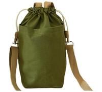 Canvas Water Bottle Bag Waterproof Adjustable Strap Lightweight 31x14x11cm | Multi-compartment storage holds water bottles phones keys Stylish black army green fits hiking commuting