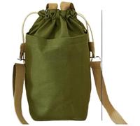 Canvas Water Bottle Bag Waterproof Adjustable Strap Lightweight 31x14x11cm | Multi-compartment storage holds water bottles phones keys Stylish black army green fits hiking commuting