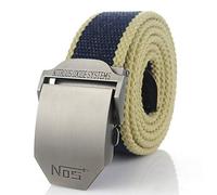 Canvas Web Belt,Arrow Nos Text Personality Blue Beige Edge Art Adjustable Cut To Fit Golf Belt Flip Top Buckle Metal Jeans For Men Waistband Army Military Tactical Male Jeans Chinos Weekday Suits