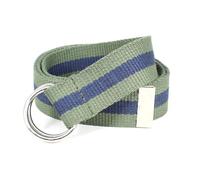 Canvas Web Belt D-Ring Buckle 1.25" Wide Metal Tip Multi-Color, Olive/Navy, Large/XL (34-40 Waist)