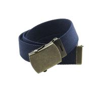 Canvas Web Belt Military Style with Antique Brass Buckle and Tip 50" Long, Navy, One size