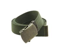 Canvas Web Belt Military Style with Antique Brass Buckle and Tip 50" Long, Olive, One size