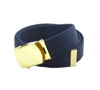 Canvas Web Belt Military Style with Brass Buckle and Tip 54" Long Many Colors, Navy, One size