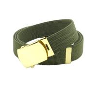 Canvas Web Belt Military Style with Brass Buckle and Tip 54" Long Many Colors, Olive, One size