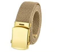 Canvas Web Belt Military Style with Brass Buckle and Tip 54" Long Many Colors, Tan, One size