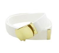 Canvas Web Belt Military Style with Brass Buckle and Tip 54" Long Many Colors, White, One size