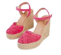 Canvas Womens Sandals Womens Open Toe Wedge Sandals Ladies Espadrille Wedges Ankle Strap Adjustable Buckle Shoes Summer Elegant Mid Heel Platform Sandal Fashionable Woven Bohemien Footwear Red