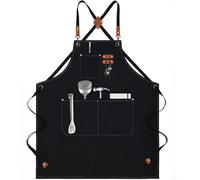 Canvas Work Aprons for Men with Pockets, Adjustable Strap and Large Pockets Apron, Cotton Cross Back Kitchen Apron for Cooking, Baking, BBQ, Art Painting, Gardening, Restaurant, Cafe, Bar, Shop
