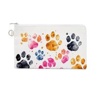 Canvas Zipper Coin Bags, Portable Change Pouch for Woman, Multi-Purpose Makeup Bags for Travel Toiletry Bag, Lightweight Colorful Dog Paws Wallet for Christmas Gift