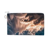 Canvas Zipper Coin Bags, Portable Change Pouch for Woman, Multi-Purpose Makeup Bags for Travel Toiletry Bag, Lightweight Magnificent Rainstorm Cloud Wallet for Christmas Gift