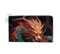 Canvas Zipper Coin Bags, Portable Change Pouch for Woman, Multi-Purpose Makeup Bags for Travel Toiletry Bag, Lightweight Chinese Dragon Wallet for Christmas Gift