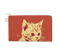 Canvas Zipper Coin Bags, Portable Change Pouch for Woman, Multi-Purpose Makeup Bags for Travel Toiletry Bag, Lightweight Cat Lying on The Box Wallet for Christmas Gift