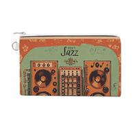 Canvas Zipper Coin Bags, Portable Change Pouch for Woman, Multi-Purpose Makeup Bags for Travel Toiletry Bag, Lightweight Jazz Music Equipment with Vintage Background Wallet for Christmas Gift