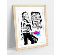 CanvasArtShop- BANKSY ACHIEVE GREATNESS- PREMIUM WALL ART FRAMED PICTURE PRINTS - 3 COLOURS - 4 SIZES (OAK, A3)