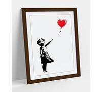 CanvasArtShop- BANKSY BALLOON GIRL PORTRAIT SOTHEBYS GRAFFITI- PREMIUM WALL ART FRAMED PICTURE PRINTS - 3 COLOURS - 4 SIZES (WALNUT, A2)