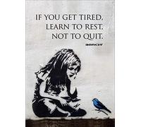 CanvasArtShop- BANKSY BLUE BIRD GIRL QUOTE PORTRAIT- PREMIUM WALL ART FRAMED PICTURE PRINTS - 3 COLOURS - 4 SIZES (UNFRAMED, A2)