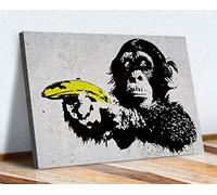 CanvasArtShop BANKSY CANVAS STREET WALL ART PRINT ARTWORK - MONKEY BANANA GUN (36in x 24in / 91cm x 60cm)