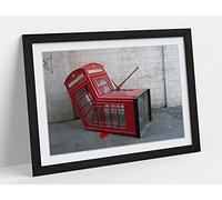 CanvasArtShop- BANKSY DEATH OF A PHONEBOX- PREMIUM WALL ART FRAMED PICTURE PRINTS - 3 COLOURS - 4 SIZES (BLACK, A4)