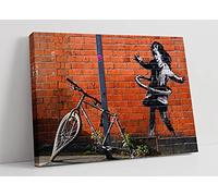 CanvasArtShop- BANKSY HULA GIRL GRAFFITI- CANVAS WALL ART PICTURE PRINT (18x12)