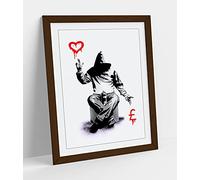CANVASARTSHOP- Banksy Love OR Money Graffiti- Premium Wall Art Framed Picture Prints - 3 Colours - 4 Sizes (Walnut, A3)