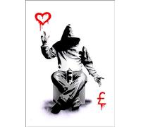 CanvasArtShop- BANKSY LOVE OR MONEY GRAFFITI- PREMIUM WALL ART FRAMED PICTURE PRINTS - 3 COLOURS - 4 SIZES (UNFRAMED, A4)