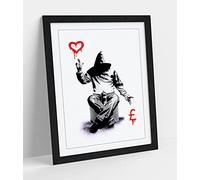 CanvasArtShop BANKSY LOVE OR MONEY GRAFFITI- PREMIUM WALL ART FRAMED PICTURE PRINTS - 3 COLOURS - 4 SIZES (BLACK, A4)