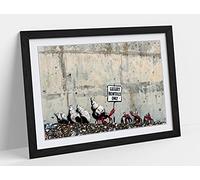 CanvasArtShop- BANKSY LUXURY RENTALS ONLY CRABS- PREMIUM WALL ART FRAMED PICTURE PRINTS - 3 COLOURS - 4 SIZES (BLACK, A4)