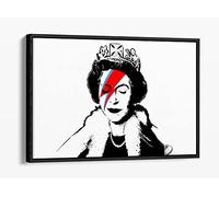 CanvasArtShop- BANKSY QUEEN DAVID BOWIE- FLOAT EFFECT FRAMED CANVAS WALL ART PICTURE PRINT (WHITE, 18x12)