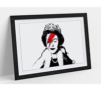 CanvasArtShop- BANKSY QUEEN DAVID BOWIE- PREMIUM WALL ART FRAMED PICTURE PRINTS - 3 COLOURS - 4 SIZES (BLACK, A2)