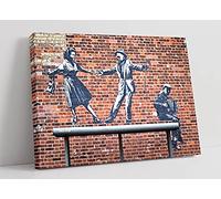 CanvasArtShop- BANKSY SPRAYCATION BUS STOP DANCERS- CANVAS WALL ART PICTURE PRINT (45x30)