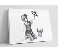 CanvasArtShop- BANKSY SUPERHERO NURSE LANDSCAPE- CANVAS WALL ART PICTURE PRINT (30x20)