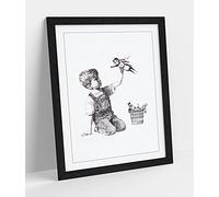CanvasArtShop BANKSY SUPERHERO NURSE- PREMIUM WALL ART FRAMED PICTURE PRINTS - 3 COLOURS - 4 SIZES (BLACK, A3)