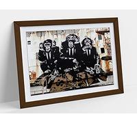 CanvasArtShop Banksy Three Wise Monkeys Wall Art, Premium Framed Print, Modern Street Art, 76 x 51 cm (A3, WALNUT)