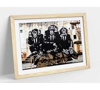 CanvasArtShop Banksy Three Wise Monkeys Wall Art, Premium Framed Print, Modern Street Art, 76 x 51 cm (A4, OAK)