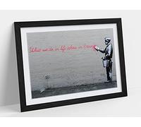 CanvasArtShop- BANKSY WHAT WE DO IN LIFE QUOTE- PREMIUM WALL ART FRAMED PICTURE PRINTS - 3 COLOURS - 4 SIZES (UNFRAMED, A2)