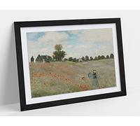 CanvasArtShop- CLAUDE MONET, POPPY FIELD- PREMIUM WALL ART FRAMED PICTURE PRINTS - 3 COLOURS - 4 SIZES (UNFRAMED, A2)