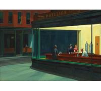CanvasArtShop -EDWARD HOPPER, NIGHTHAWKS- PREMIUM WALL ART FRAMED PICTURE PRINTS - 3 COLOURS - 4 SIZES (UNFRAMED, A1)