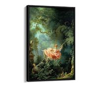 CanvasArtShop -JEAN HONORE FRAGONARD, THE SWING- FLOAT EFFECT FRAMED CANVAS WALL ART PICTURE PRINT (BLACK, 36x24)